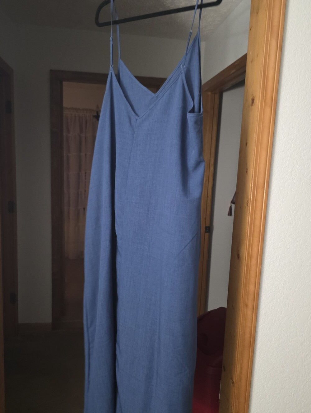 SHEIN Blue V-Neck Slip Maxi Dress with Adjustable Straps